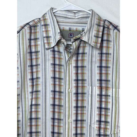 Territory Ahead Men's L White/Blue Striped Preppy Casual Button Front Shirt - Picture 6 of 6